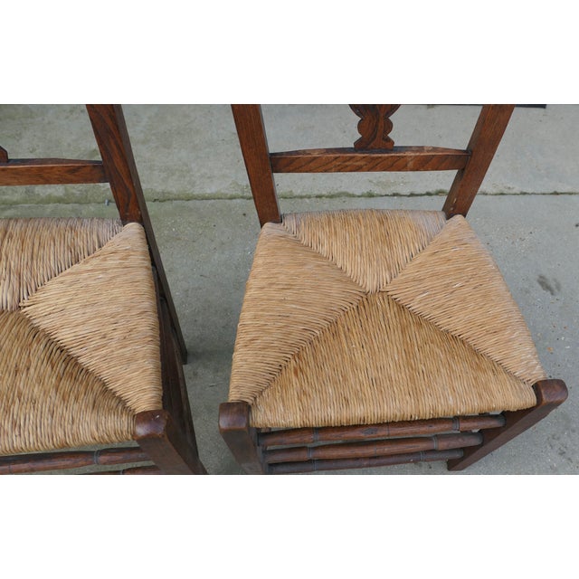 Set of Elm Hall Chairs with Rush Seats, Early 19th Century For Sale - Image 8 of 8