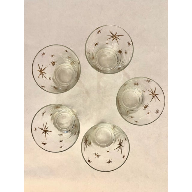 Vintage Atomic Starburst Barware Lowball Cocktail Glasses- Set of 5 For Sale In New Orleans - Image 6 of 8