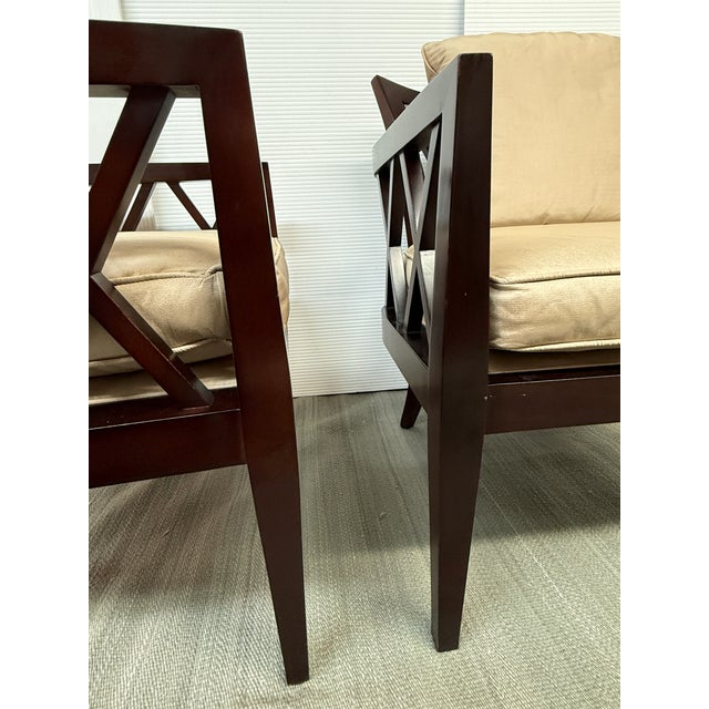 Barbara Barry for Baker Furniture Double X Armchairs, Pair For Sale - Image 10 of 12