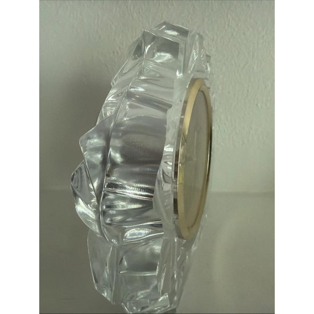 Seiko 1980s Elegant "Ice Formation" Cut Crystal Seiko Mantle Clock Face Working Condition - Battery Operated For Sale - Image 4 of 5