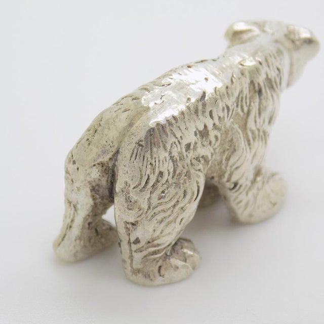 1970s Vintage Italian Handmade Silver Polar Bear Figurine Sculpture, Milan, Italy, 1970s For Sale - Image 5 of 12