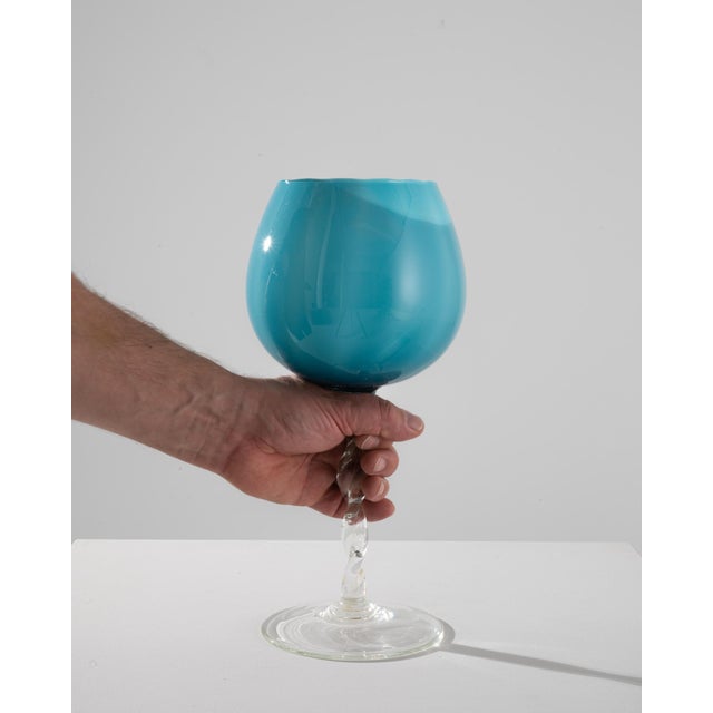 1960s Italian Teal Glass Goblet For Sale - Image 10 of 18