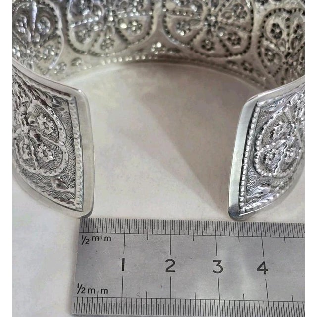 Sterling Silver Repoussé Cuff Bangle, Birmingham, 2009 For Sale - Image 16 of 18