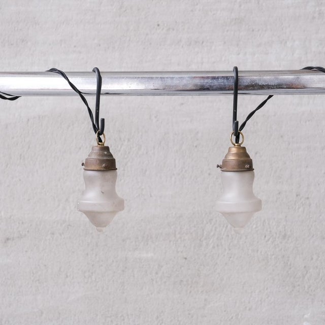 Small Mid-Century Opaque Glass and Brass Pendant Light For Sale - Image 3 of 9