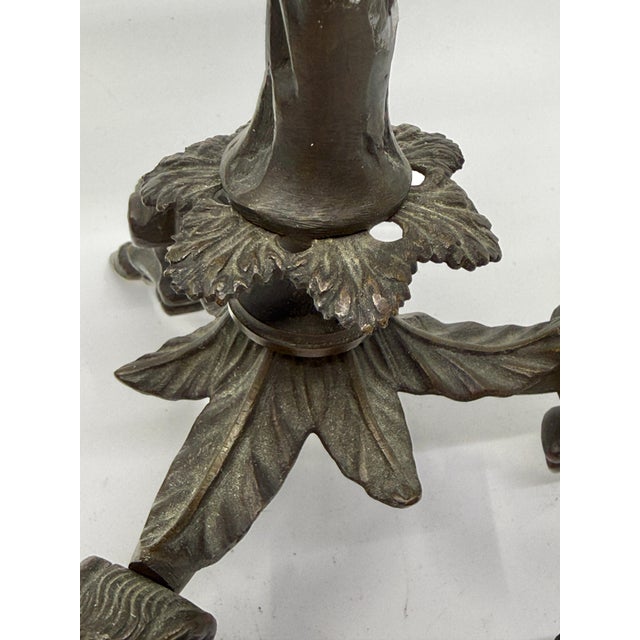 Pair of Grand Tour Pompeiian NeoClassical Bronze Heron Oil Lamps with Mouse, Swan For Sale - Image 14 of 18