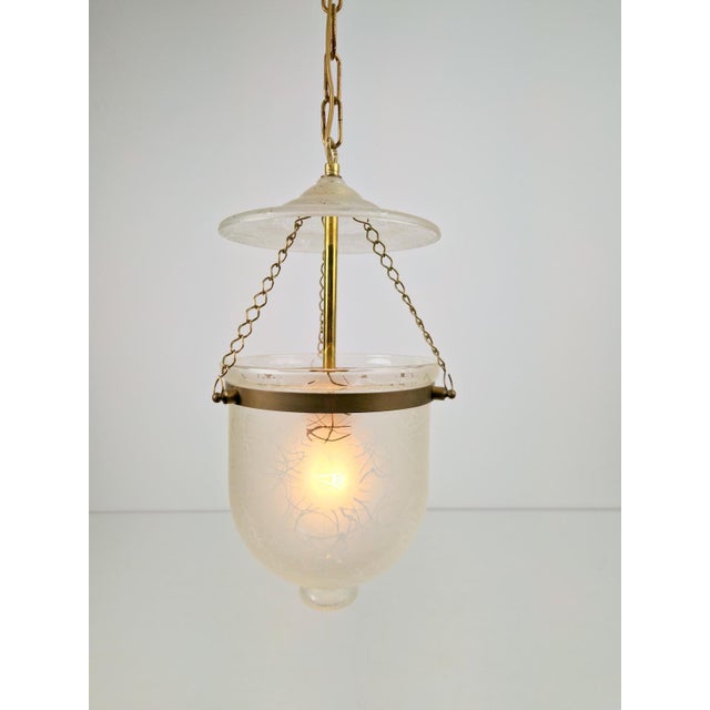 Metal Vintage Brass and Mounted Glass Hundi Lantern Bell Lamp, 1950s For Sale - Image 7 of 13