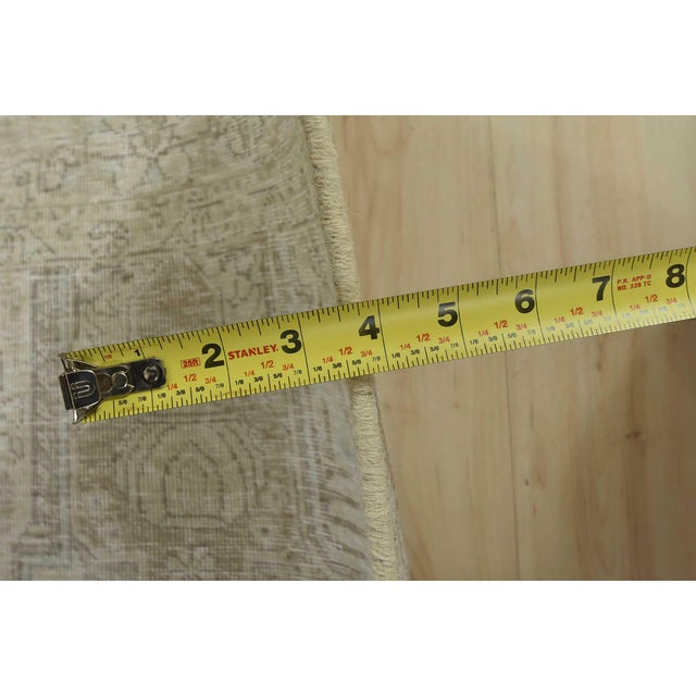 Tabriz Rug 5’11” X 9’2” Beige Wool Vintage Distressed Hand-Knotted Carpet For Sale - Image 13 of 15