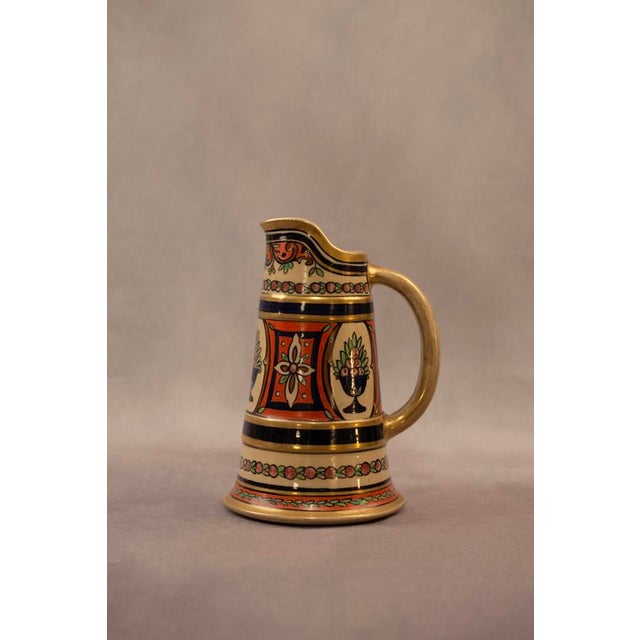 Polychrome and Gilt Glazed Earthenware Ewer, 1890s For Sale - Image 3 of 12