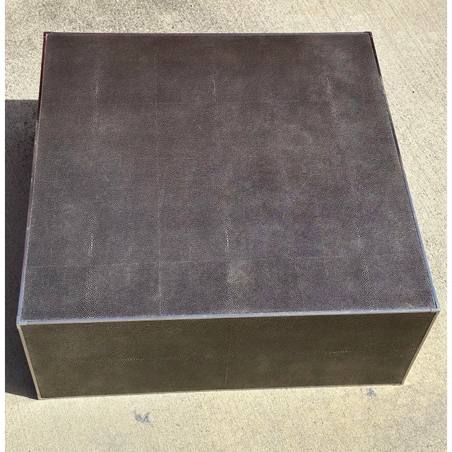 Restoration Hardware Restoration Hardware Shagreen Leather Square Coffee Table For Sale - Image 4 of 8
