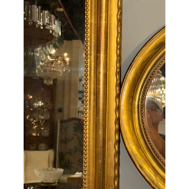 19th C. French Louis Philippe Giltwood Mirror in Rare Wide Scale For Sale - Image 4 of 7