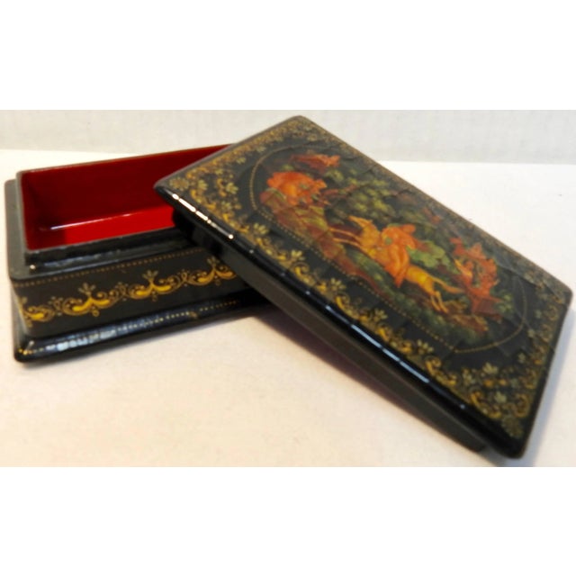 1980s Vintage Hand-Painted Russian Lacquer Box With Fairies For Sale - Image 5 of 9