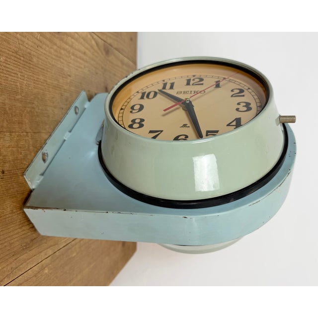Vintage Blue Seiko Double-Sided Ships Wall Clock, 1980s For Sale - Image 10 of 18