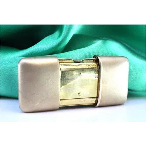 Silver Silver Travel Watch with Gold Mechanical Movement For Sale - Image 8 of 9