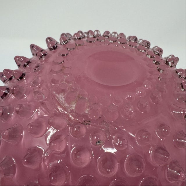 Pink Antique Victorian Hobbs Brockunier Cranberry Glass Hobnail Pitcher - 7" For Sale - Image 8 of 8