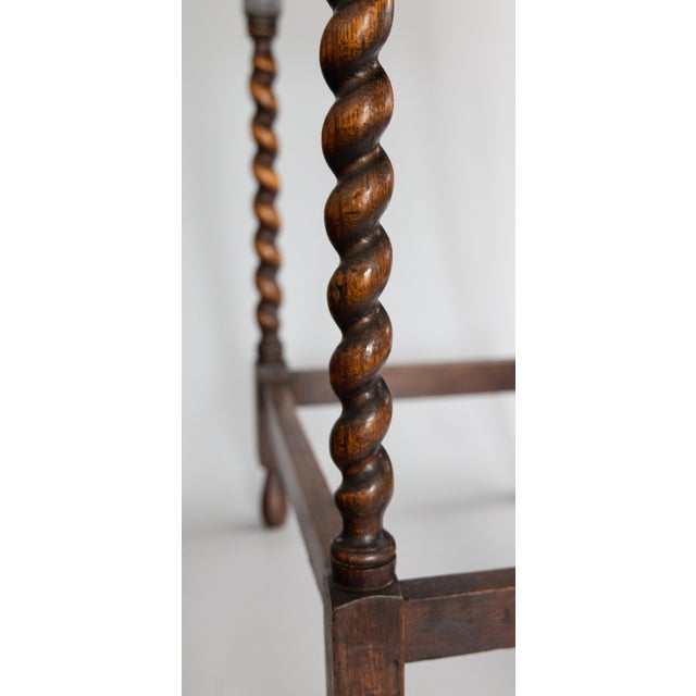 Brown Antique English Oak Barley Twist Scalloped Side Table For Sale - Image 8 of 10