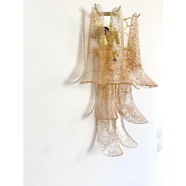 Luxury and and elegant transparent “selle” murano glass with gold inside for those wall sconces-set of two “selle”...