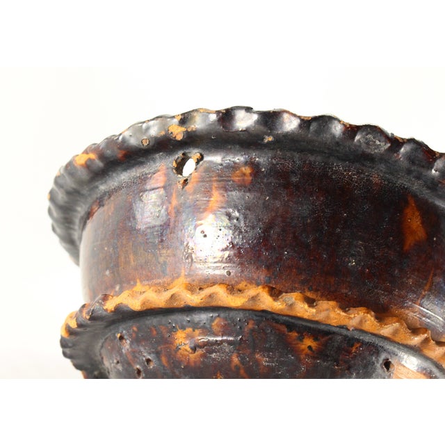 Circa 1900 Barrio De La Luz Puebla Pottery Hanging Planter Cache Pot Barro Vidriado For Sale - Image 9 of 18