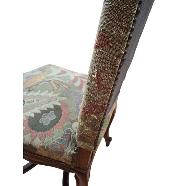 Pair of Antique Louis XIV Style, Needlepoint-Upholstered Side Chairs For Sale - Image 15 of 17