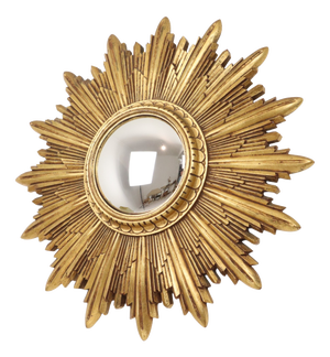 Vintage Sunburst Mirror in Gold Leaf Resin, 1960s