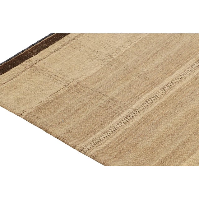 1950s 1950s Vintage Persian Kilim in Beige With Brown Border Stripes by Rug & Kilim For Sale - Image 5 of 8