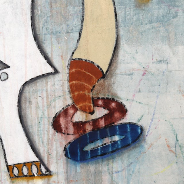 2020s Jits Do Amalfi - Original Blue Organic Abstract Oil Acrylic and Charcoal Painting on Canvas For Sale - Image 5 of 9