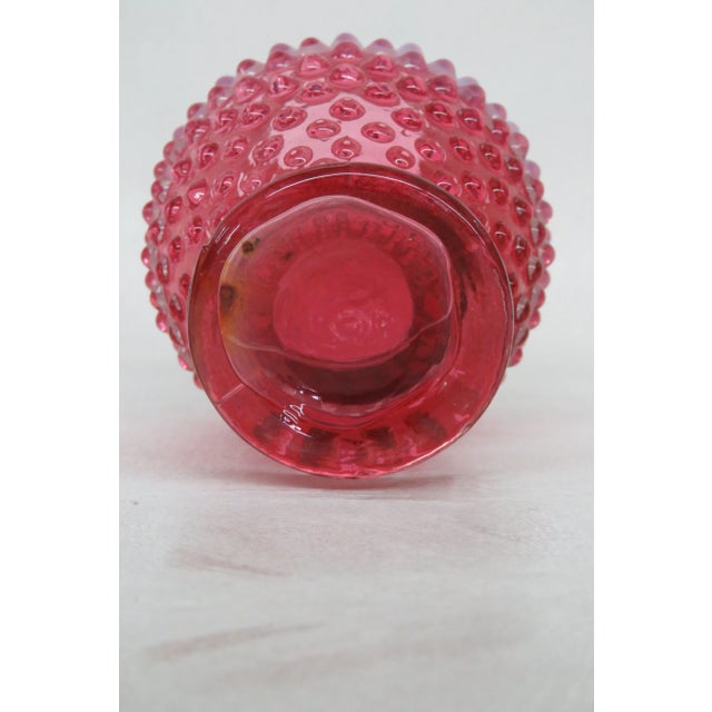 Fenton Hobnail Style Cranberry Opalescent Ruffled Rim Bud Vase For Sale In Miami - Image 6 of 10