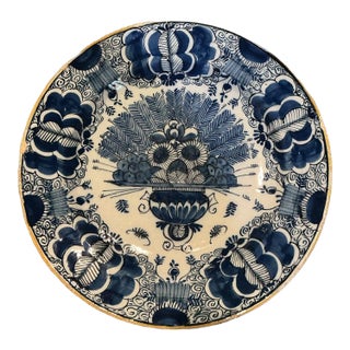 Delft “Peacock” Plate, Circa 1750’s For Sale