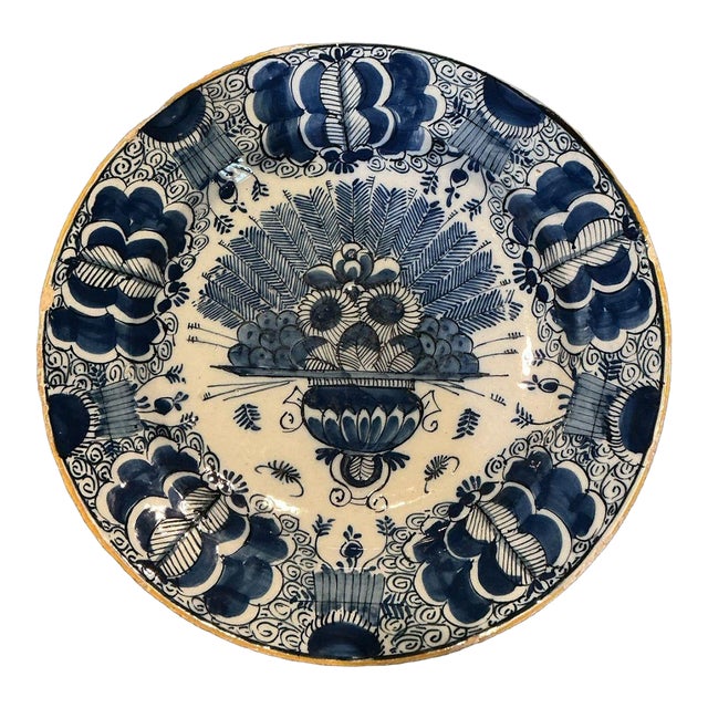 Delft “Peacock” Plate, Circa 1750’s For Sale