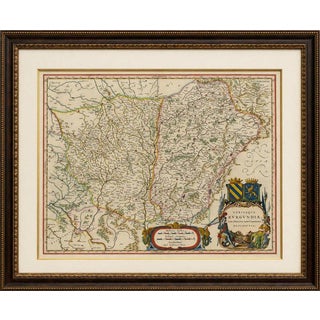 Antique Blaeu Atlas Map of Burgundy and Franche-Comté, 1642 For Sale