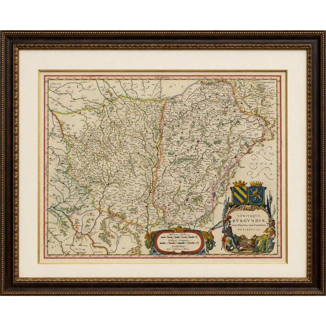 Antique Blaeu Atlas Map of Burgundy and Franche-Comté, 1642 For Sale