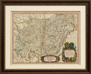 Antique Blaeu Atlas Map of Burgundy and Franche-Comté, 1642