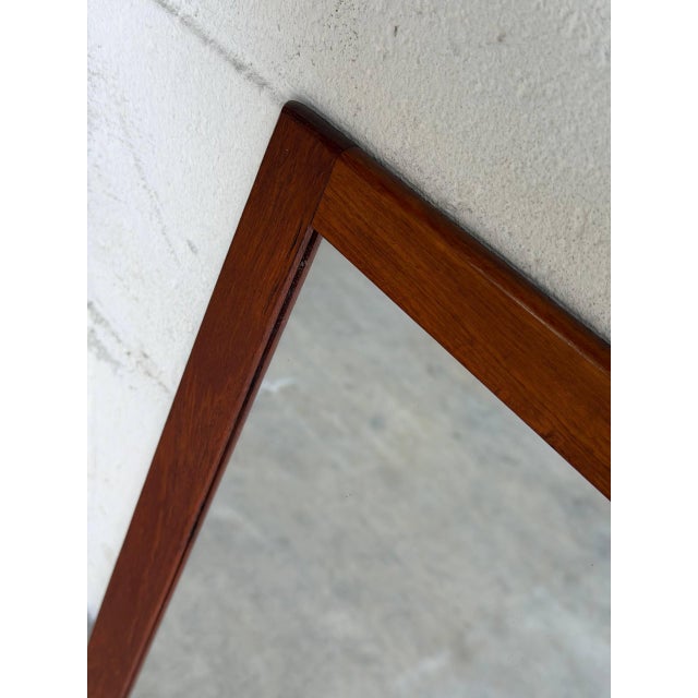 Vintage Danish Modern Teak Wall Mirror Mid Century Scandinavian Rectangular Mirror For Sale - Image 4 of 10