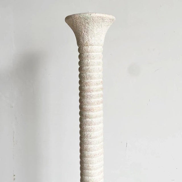 Ceramic Postmodern Ribbed Color Speckled Pillar Floor Lamp For Sale - Image 7 of 11