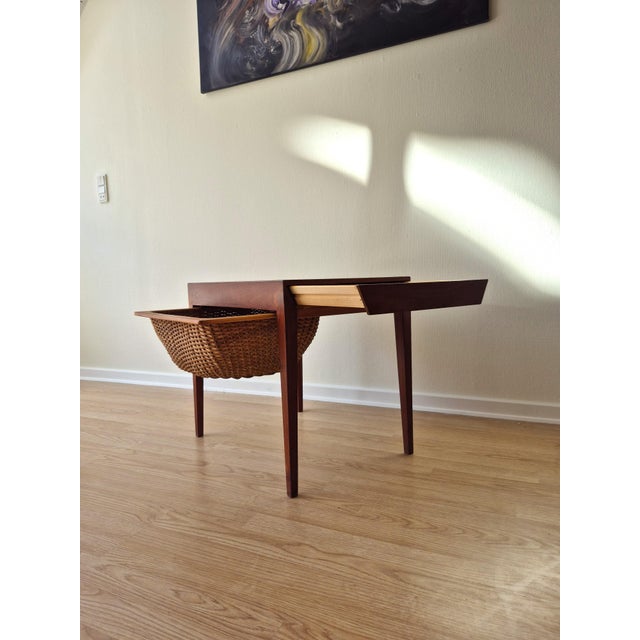 Teak Sewing Table by Severin Hansen for Haslev Mobelsnedkeri, 1960s For Sale - Image 10 of 11