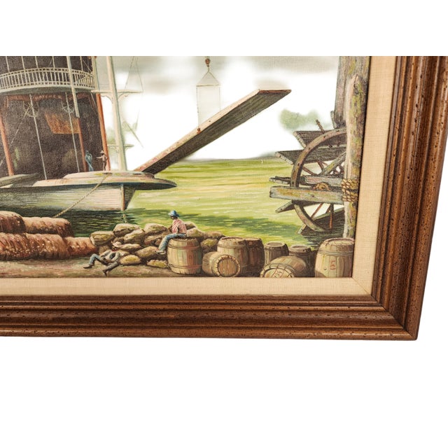 Signed Lionel Kabel Oil Painting “Natchez at Rest” | Original Mississippi Steamboat Oil Painting For Sale In Baton Rouge - Image 6 of 7