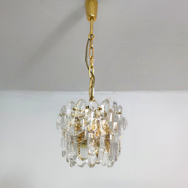 Mid-Century Modern Small Palazzo Series Chandelier in Brass and Glass by J.T. Kalmar for Kalmar Franken KG, 1970s For Sale - Image 3 of 13