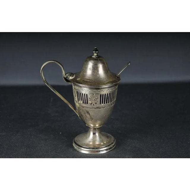 Chester Sterling England sugar box bowl with blue glass insert & Spoon George Nathan & Ridley Hayes Weight without Glass:...