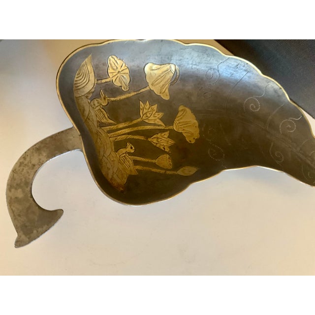 Vintage Art Deco Pewter Set, Teapot & Lotus Leaf Dish - Set of 2 For Sale - Image 9 of 13