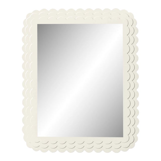 Fleur Home Carnival Krewe Rectangle Mirror in Swiss Coffee, 24x36 For Sale