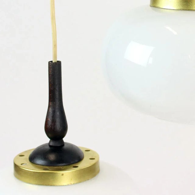 1960s Mid-Century Modern Pendant Light with Two Opaline Lights, 1960s For Sale - Image 5 of 7