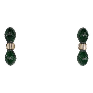 Shell Wall Sconces in Glass and Brass, Italy, 1970s, Set of 2 For Sale