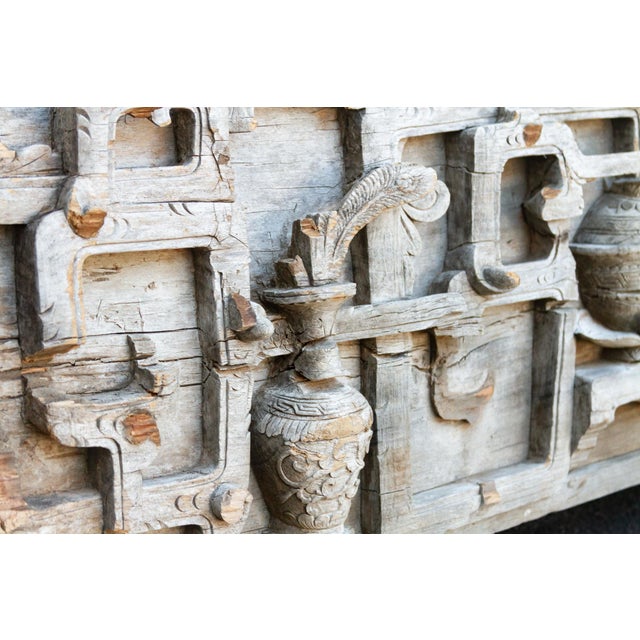 Antique Oxidized Wood Carved Panel With Dragon Motif For Sale - Image 10 of 12