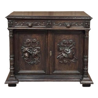 19th Century French Henri II Renaissance Revival Carved Oak Buffet For Sale
