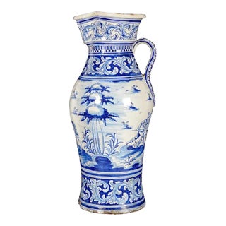 Large 18th/19th Century French Faience Pitcher For Sale