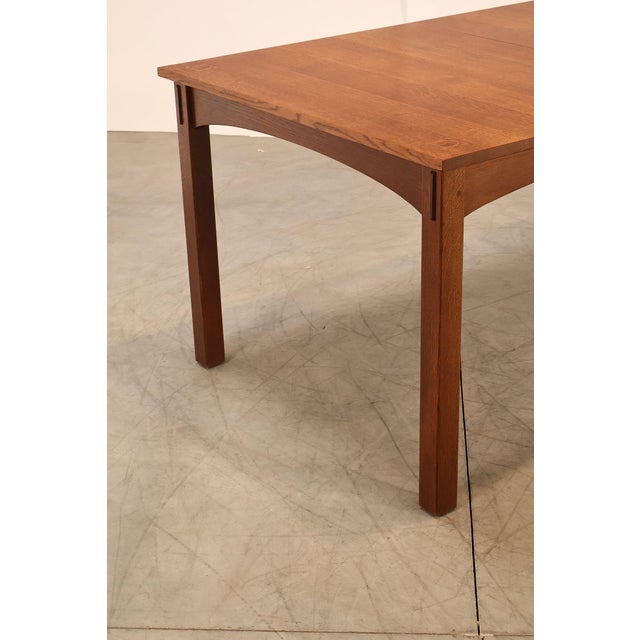 Stickley Mission Collection Harvey Ellis Inlaid Oak Extendable Dining Table For Sale - Image 13 of 18