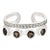 Rare Open Cuff Smoky Topaz Ring With Dazzling Zircons, Size 6.5 For Sale