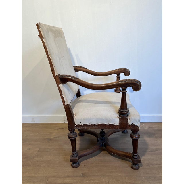 Late 19th Century Pair of Louis Xiii Style High-backed Walnut Armchairs For Sale - Image 9 of 12