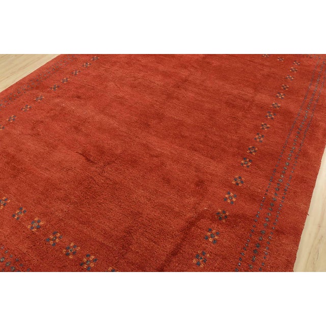Farmhouse Gabbeh Rug 8’2” X 10’5” Red Wool Vintage Hand-Knotted Oriental Carpet For Sale - Image 3 of 15