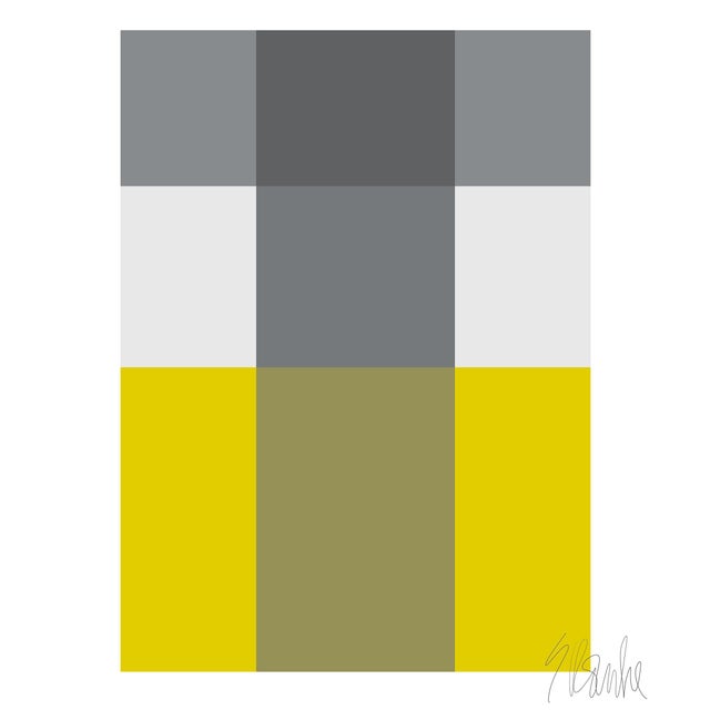 Plaid Gray and Mustard Fine Art Print 30" X 40" by Liz Roache For Sale In Boston - Image 6 of 6