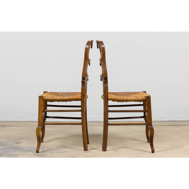 19th Century French Provincial Ladder Back Maple Dining Chairs W/ Rust Seats - Set of 8 For Sale - Image 12 of 18